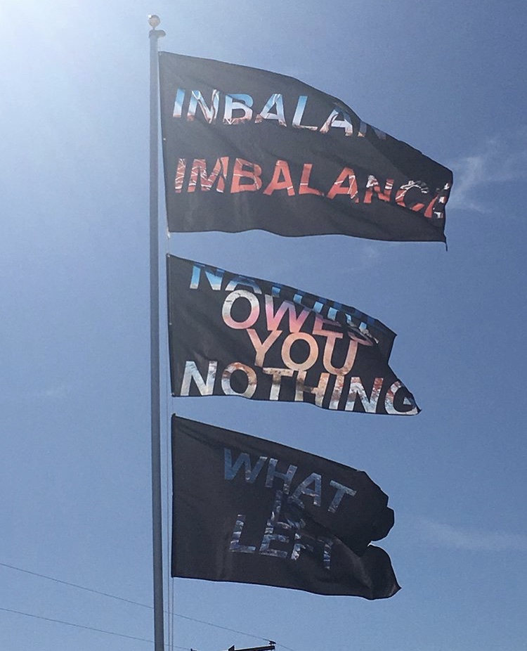 Flag of Rachel Libeskind performance at Bombay Beach Biennial 2018