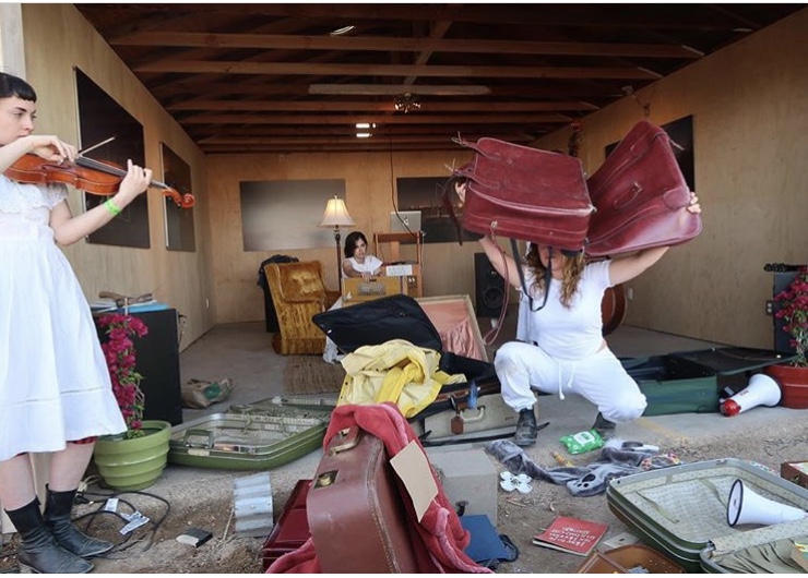 Rachel Libeskind performing Travelling Bag at Bombay Beach Biennial 2018