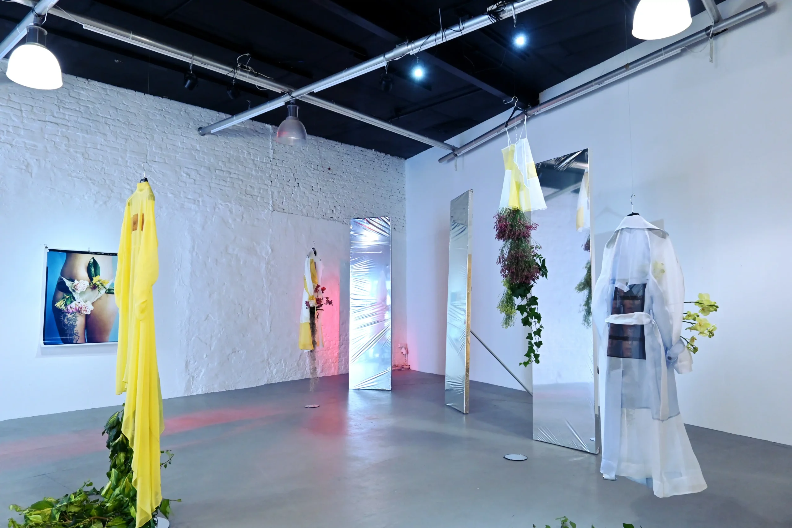Strike a Pose award installation, view with Karen Paulina Biswell and Societe Angelique sustainable fashion