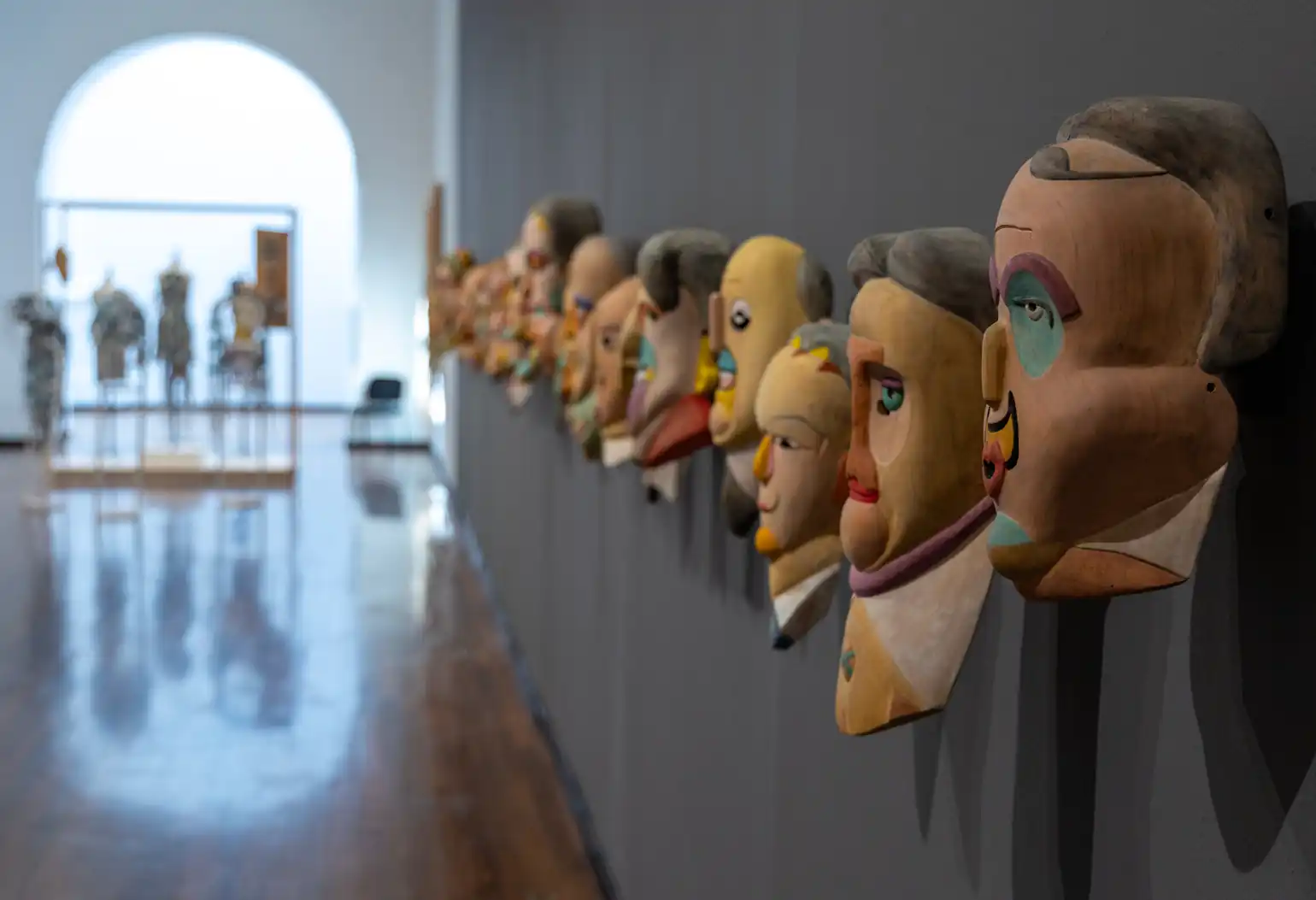 Mauricio Limon de Leon exhibition view memoria ciega in Museum Cabanas with the masks