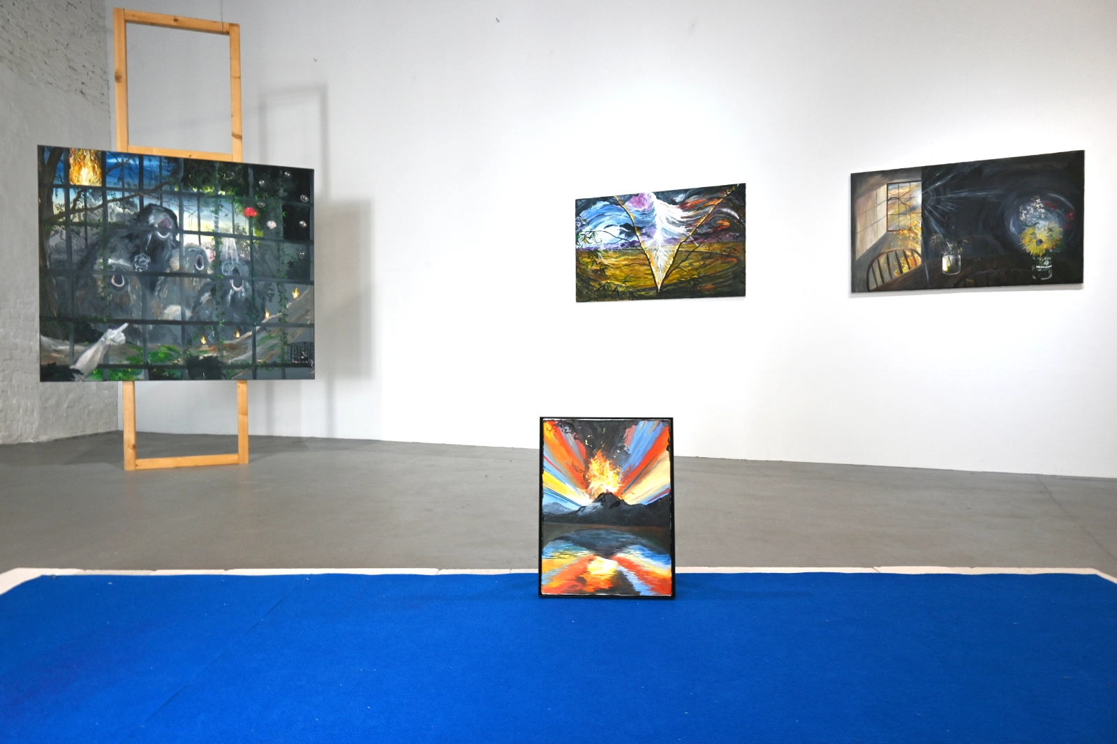 Wide exhibition view of Morgan Mandalay’s Eruption at Its Peak at wildpalms