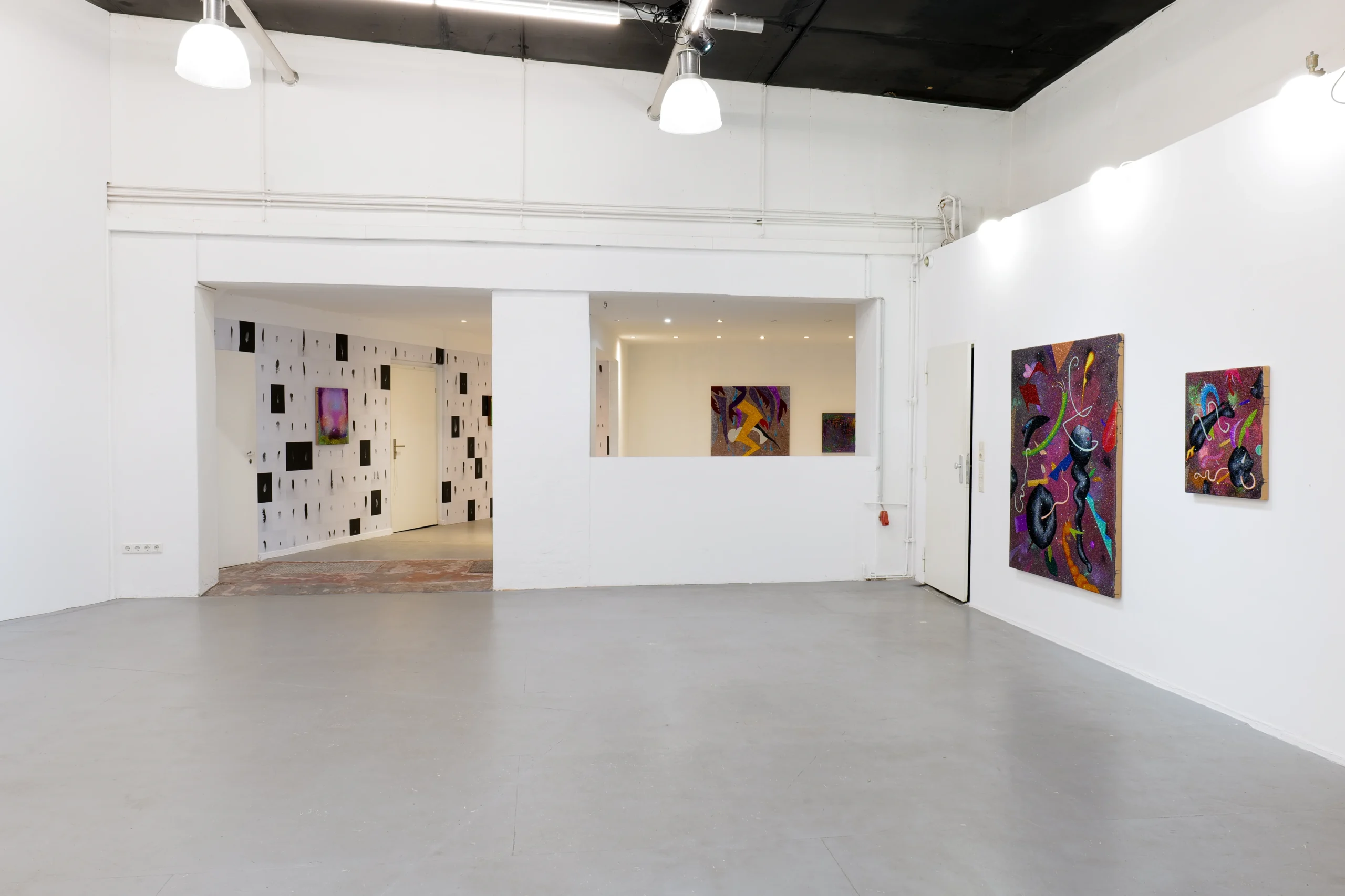 Installation view of A Review in Glitter with works by Nika Fontaine