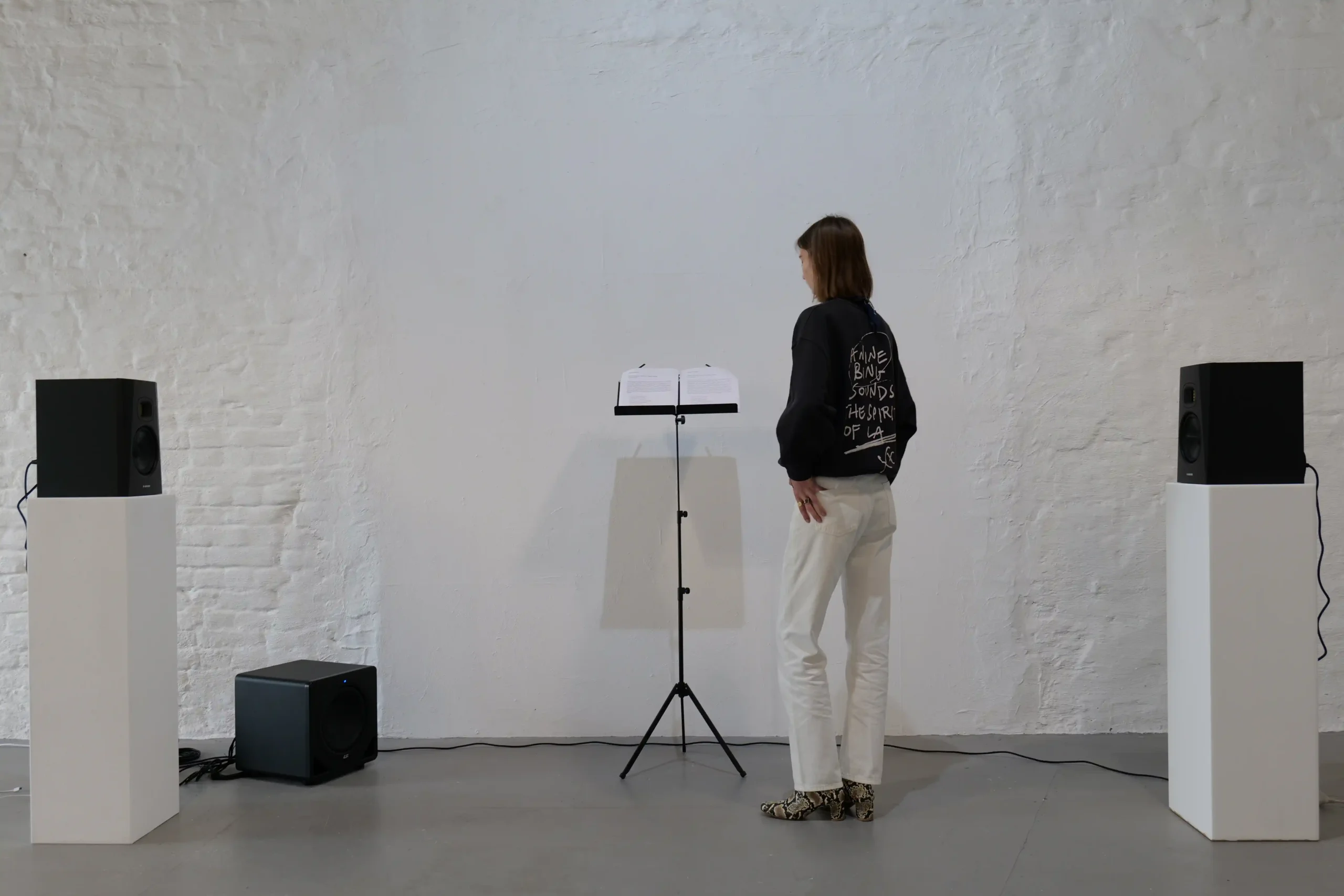 Exhibition view of Postcommodity's sound work