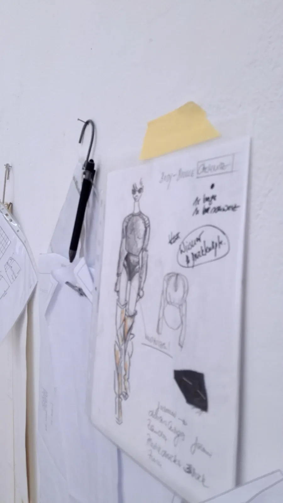 Angelika Kammann, preparatory sketch for her garment piece. Practices of Moving, curated by Alexandra Meffert and Jorge Sanguino.