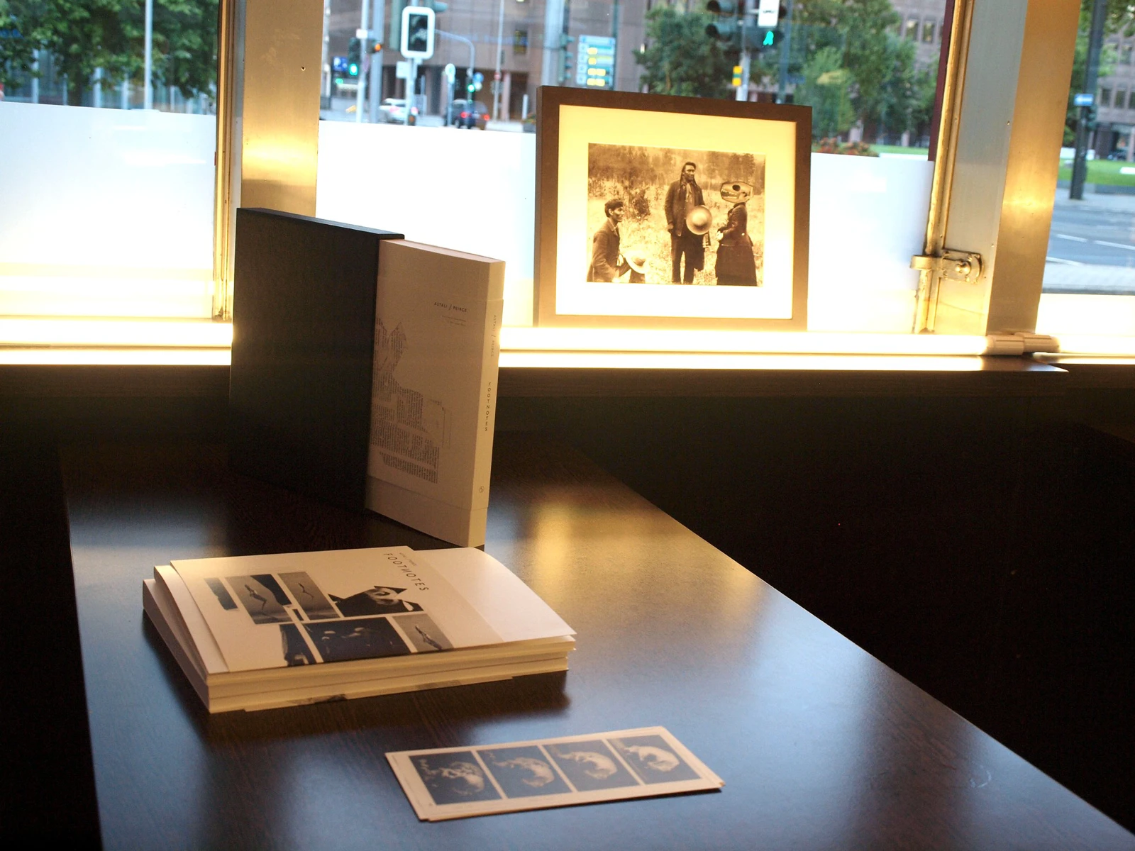 Installation view of Astali/Peirce’s book Footnotes in BOOKS, wildpalms Düsseldorf, curated by Alexandra Meffert & Jorge Sanguino.